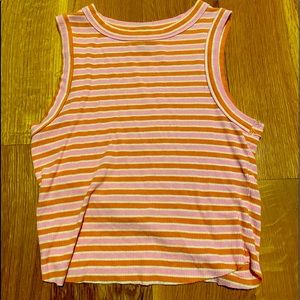 Orang and pink cropped tank top